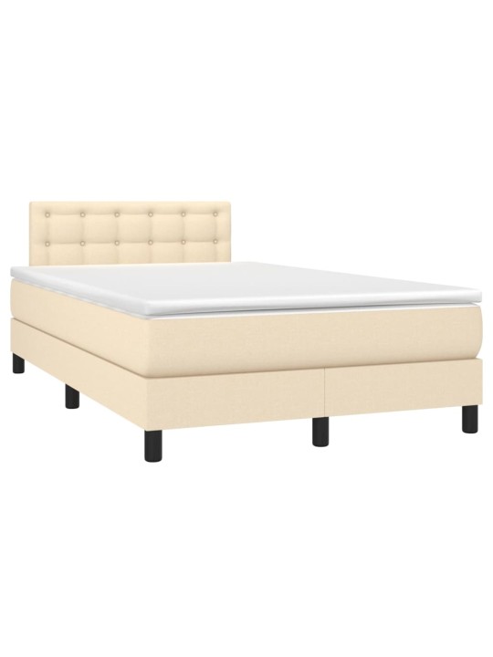 Box spring postel s matrací a led krémová 120x190 cm textil