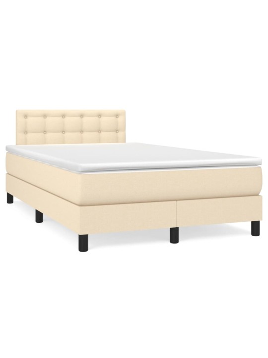 Box spring postel s matrací a led krémová 120x190 cm textil