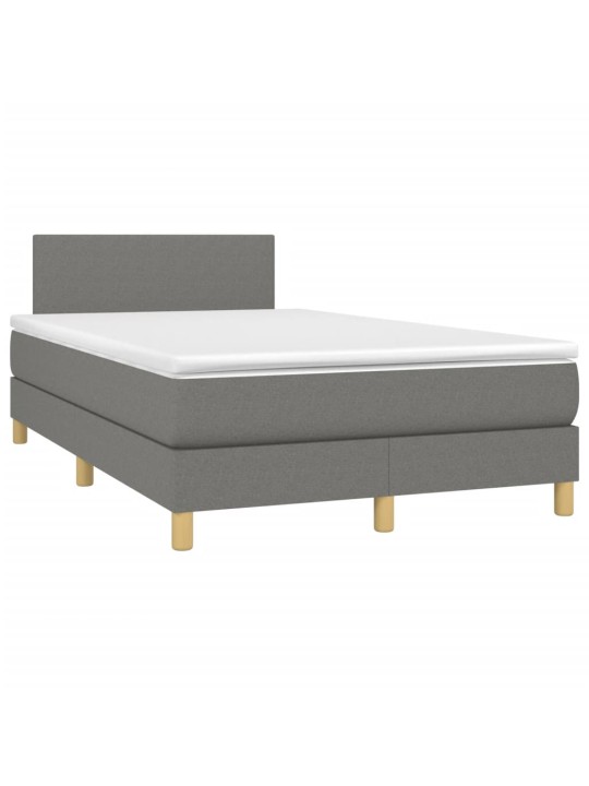 Box spring postel s matrací a LED tmavě šedá 120x190 cm textil