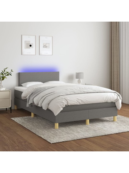 Box spring postel s matrací a LED tmavě šedá 120x190 cm textil