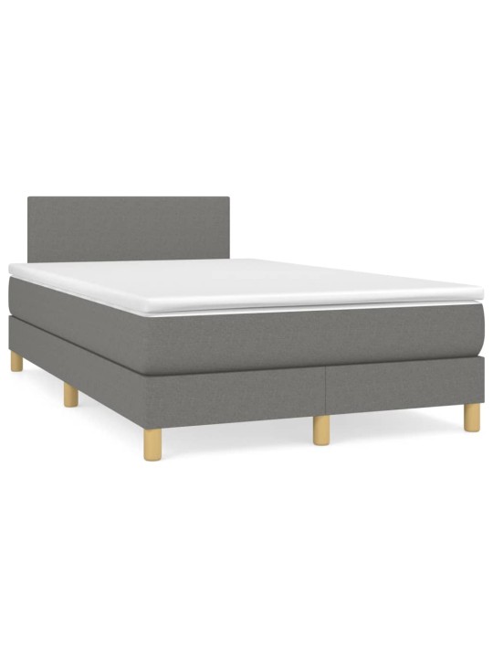 Box spring postel s matrací a LED tmavě šedá 120x190 cm textil