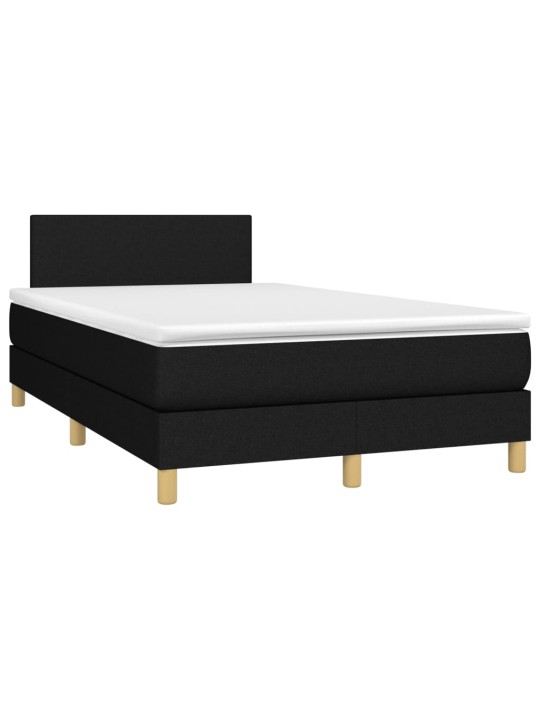Box spring postel s matrací a LED černá 120x190 cm textil