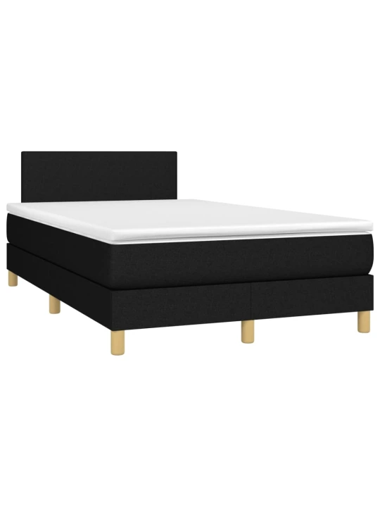 Box spring postel s matrací a LED černá 120x190 cm textil