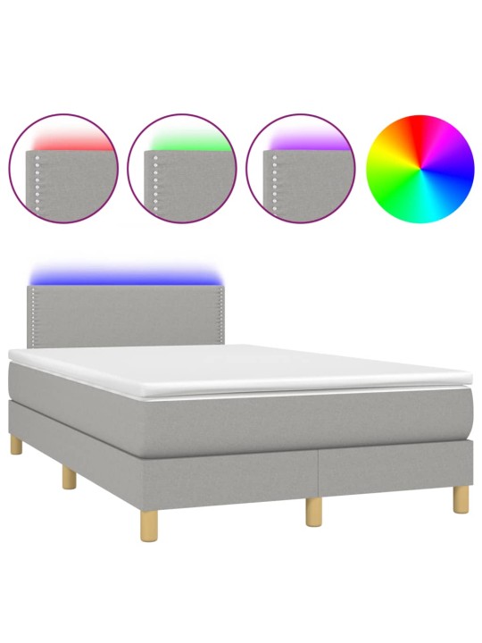 Box spring postel s matrací a LED světle šedá 120x190 cm textil
