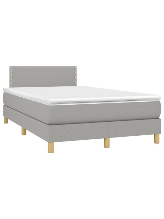 Box spring postel s matrací a LED světle šedá 120x190 cm textil