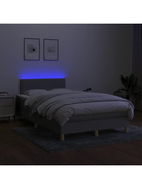 Box spring postel s matrací a LED světle šedá 120x190 cm textil