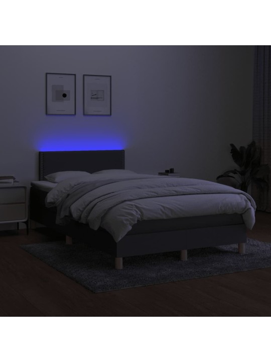 Box spring postel s matrací a LED tmavě šedá 120x190 cm textil