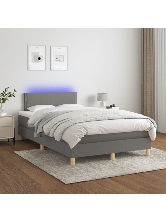 Box spring postel s matrací a LED tmavě šedá 120x190 cm textil