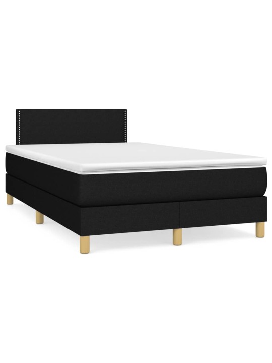 Box spring postel s matrací a LED černá 120x190 cm textil