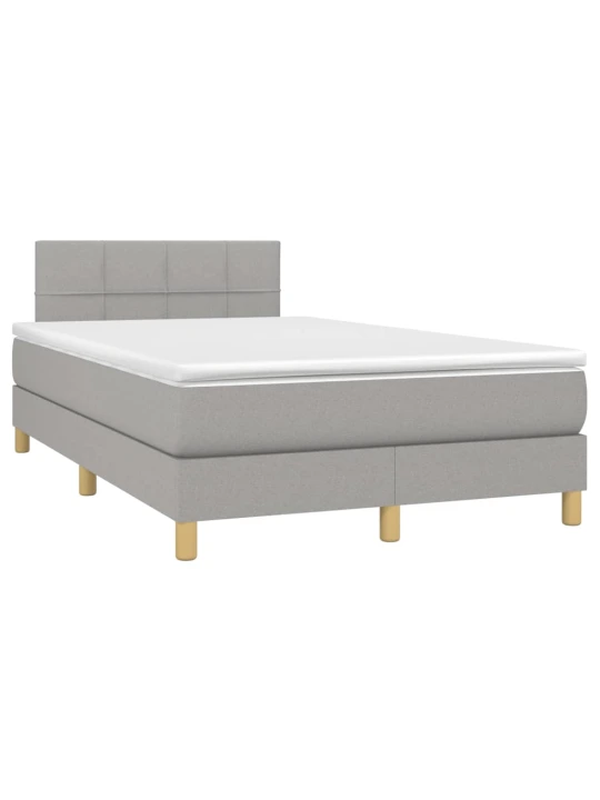 Box spring postel s matrací a LED světle šedá 120x190 cm textil