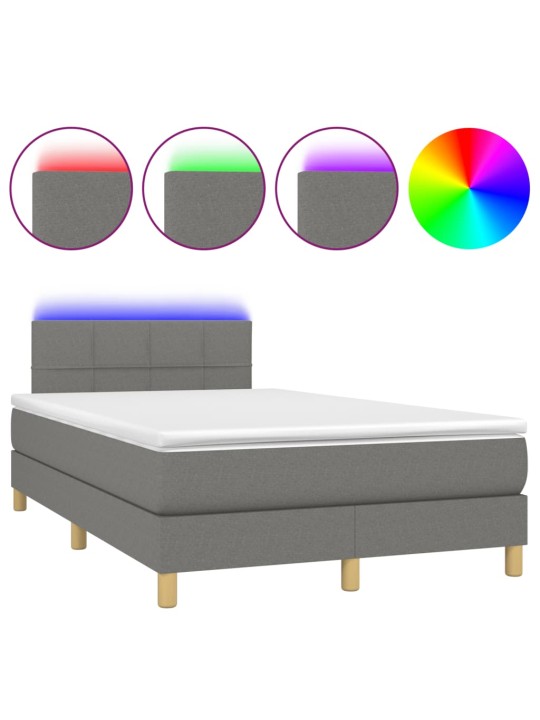 Box spring postel s matrací a LED tmavě šedá 120x190 cm textil