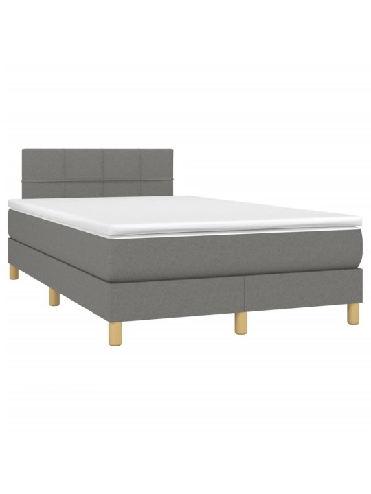 Box spring postel s matrací a LED tmavě šedá 120x190 cm textil