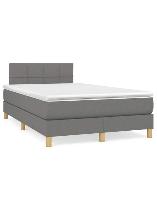 Box spring postel s matrací a LED tmavě šedá 120x190 cm textil