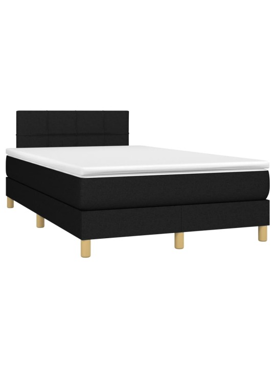 Box spring postel s matrací a LED černá 120x190 cm textil