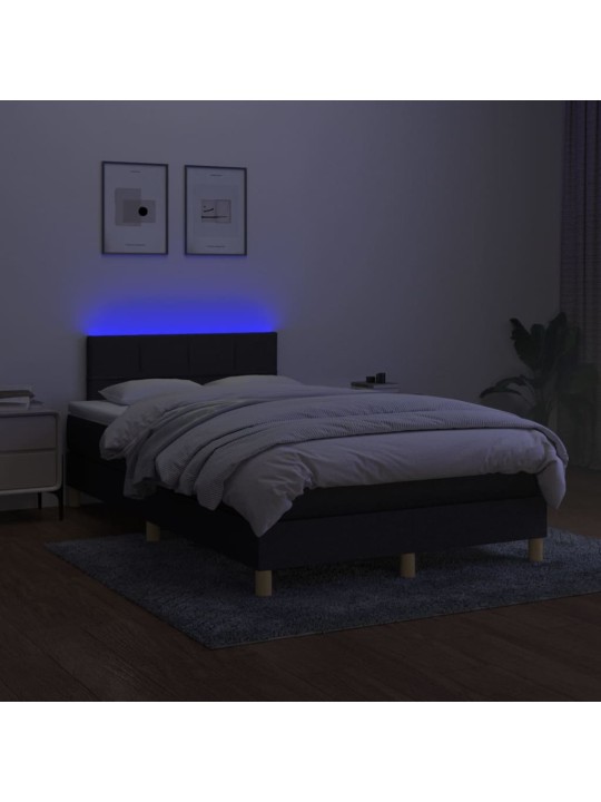 Box spring postel s matrací a LED černá 120x190 cm textil