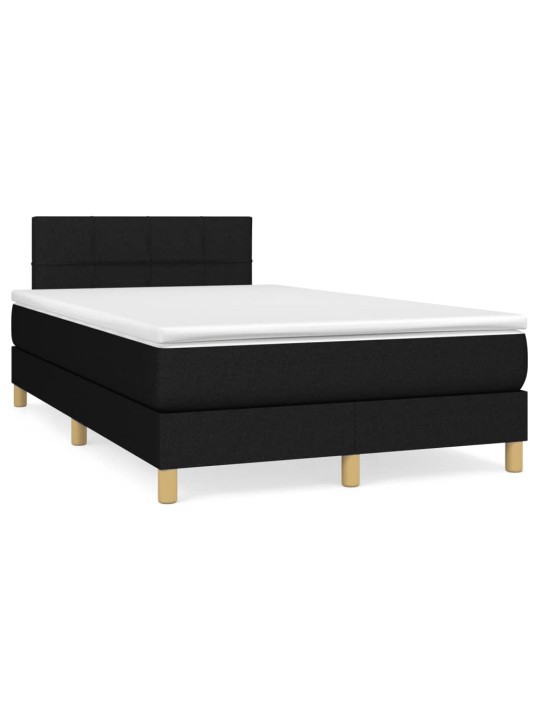 Box spring postel s matrací a LED černá 120x190 cm textil