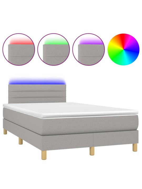 Box spring postel s matrací a LED světle šedá 120x190 cm textil