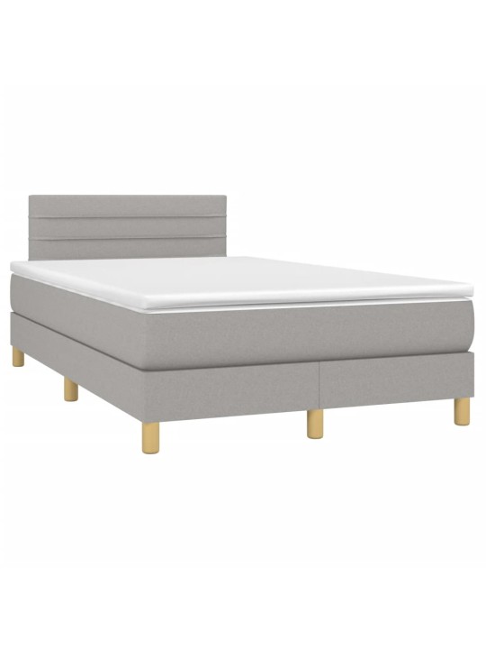 Box spring postel s matrací a LED světle šedá 120x190 cm textil
