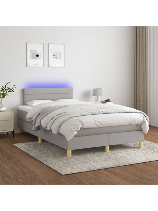 Box spring postel s matrací a LED světle šedá 120x190 cm textil