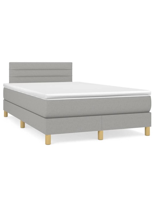 Box spring postel s matrací a LED světle šedá 120x190 cm textil