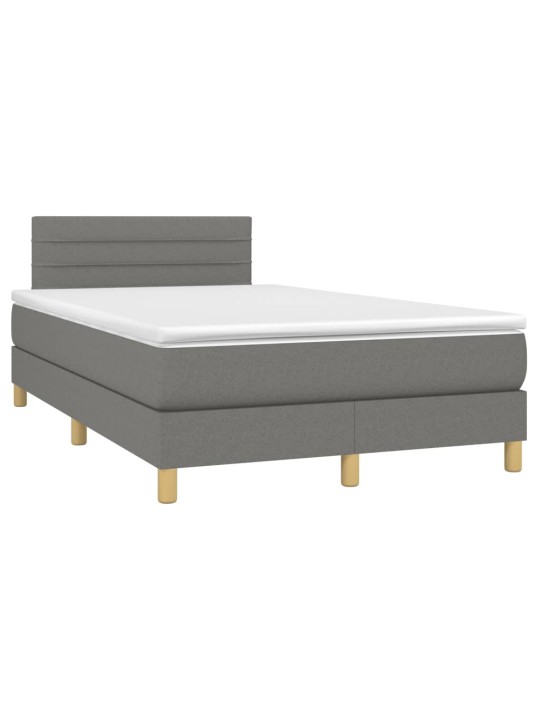 Box spring postel s matrací a LED tmavě šedá 120x190 cm textil