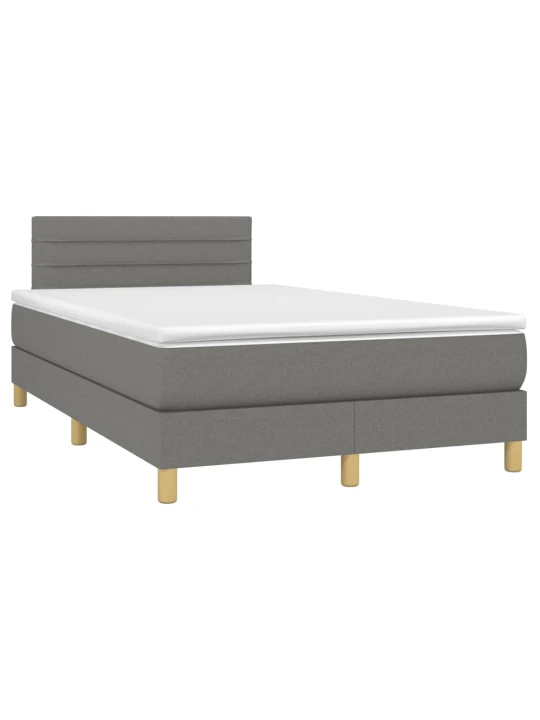 Box spring postel s matrací a LED tmavě šedá 120x190 cm textil