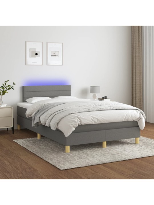 Box spring postel s matrací a LED tmavě šedá 120x190 cm textil