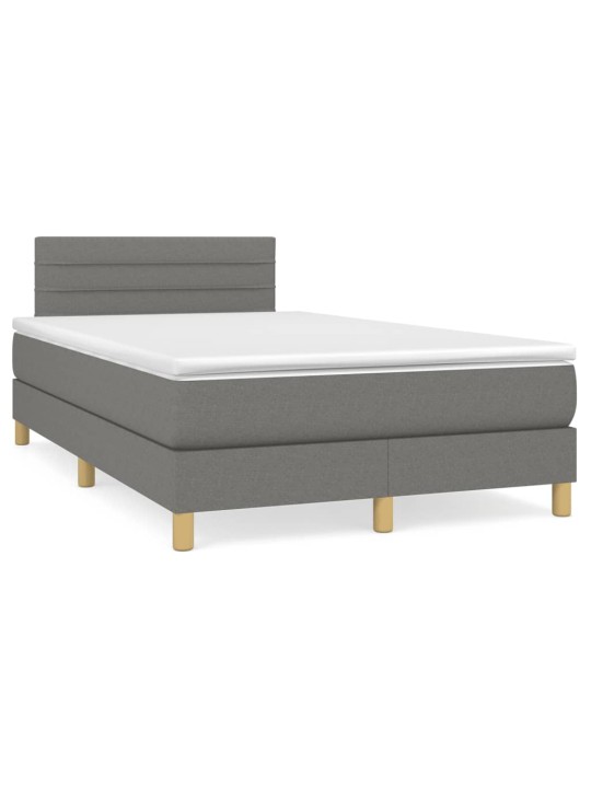 Box spring postel s matrací a LED tmavě šedá 120x190 cm textil