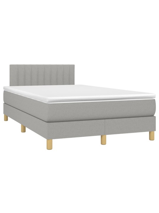Box spring postel s matrací a LED světle šedá 120x190 cm textil