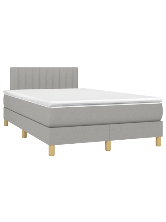 Box spring postel s matrací a LED světle šedá 120x190 cm textil