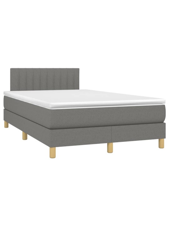 Box spring postel s matrací a LED tmavě šedá 120x190 cm textil