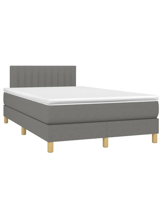 Box spring postel s matrací a LED tmavě šedá 120x190 cm textil