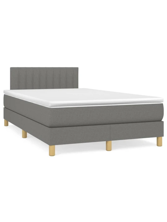 Box spring postel s matrací a LED tmavě šedá 120x190 cm textil