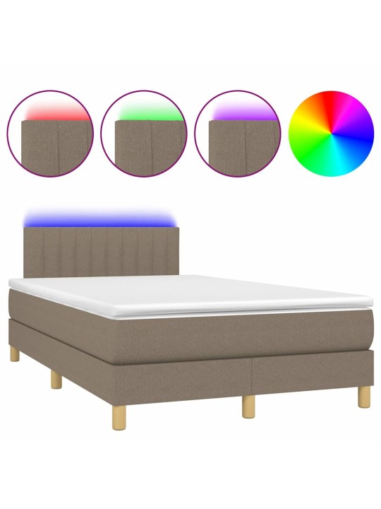 Box spring postel s matrací a led taupe 120x190 cm textil