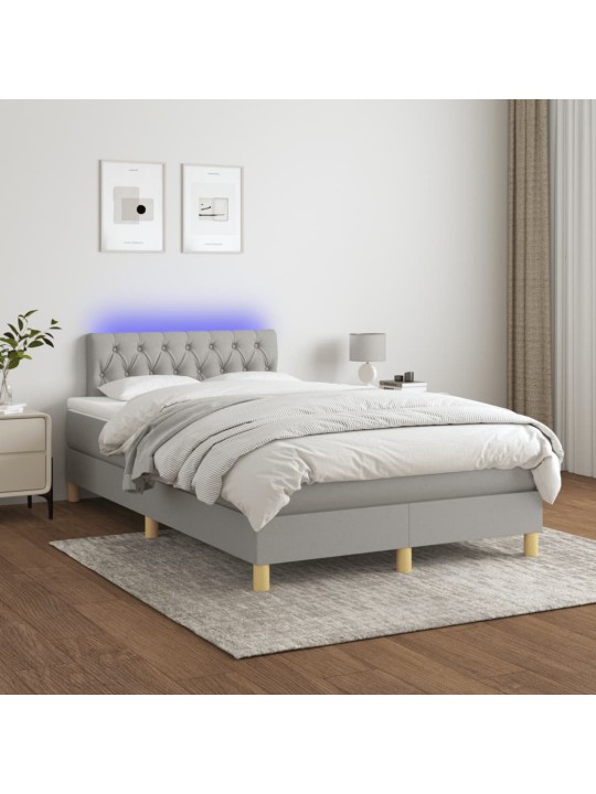 Box spring postel s matrací a LED světle šedá 120x190 cm textil