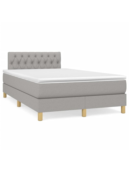 Box spring postel s matrací a LED světle šedá 120x190 cm textil