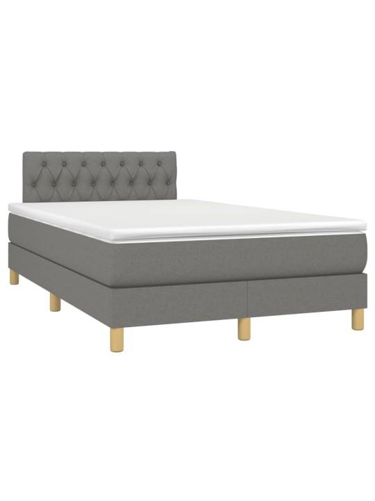 Box spring postel s matrací a LED tmavě šedá 120x190 cm textil