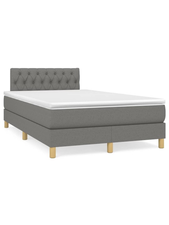 Box spring postel s matrací a LED tmavě šedá 120x190 cm textil