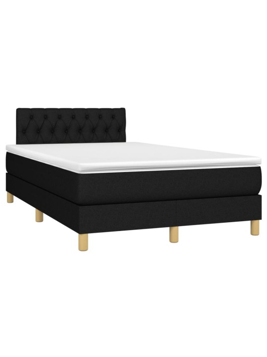 Box spring postel s matrací a LED černá 120x190 cm textil