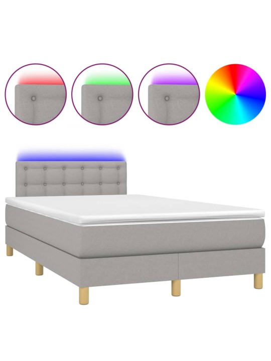 Box spring postel s matrací a LED světle šedá 120x190 cm textil