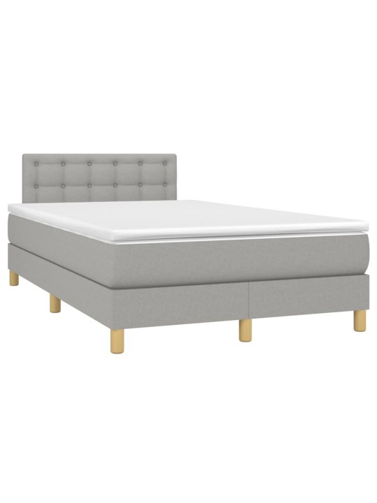 Box spring postel s matrací a LED světle šedá 120x190 cm textil