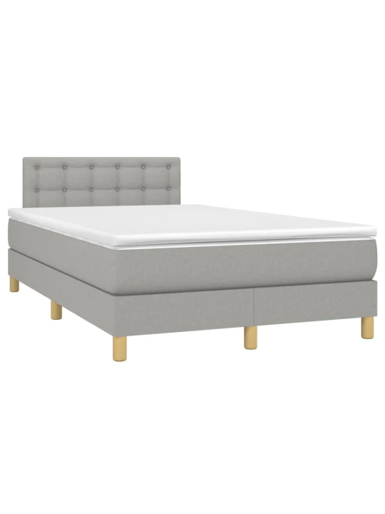 Box spring postel s matrací a LED světle šedá 120x190 cm textil