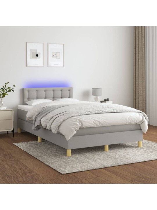 Box spring postel s matrací a LED světle šedá 120x190 cm textil