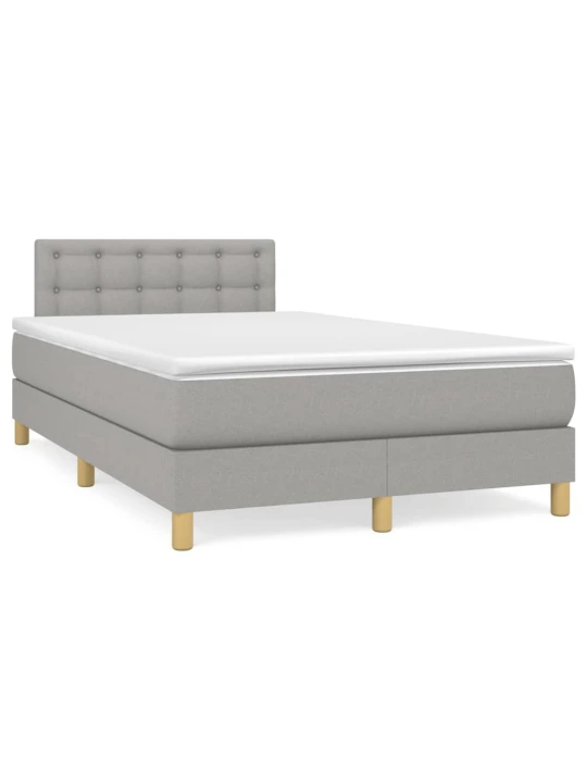 Box spring postel s matrací a LED světle šedá 120x190 cm textil