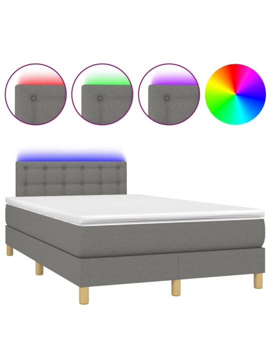 Box spring postel s matrací a LED tmavě šedá 120x190 cm textil