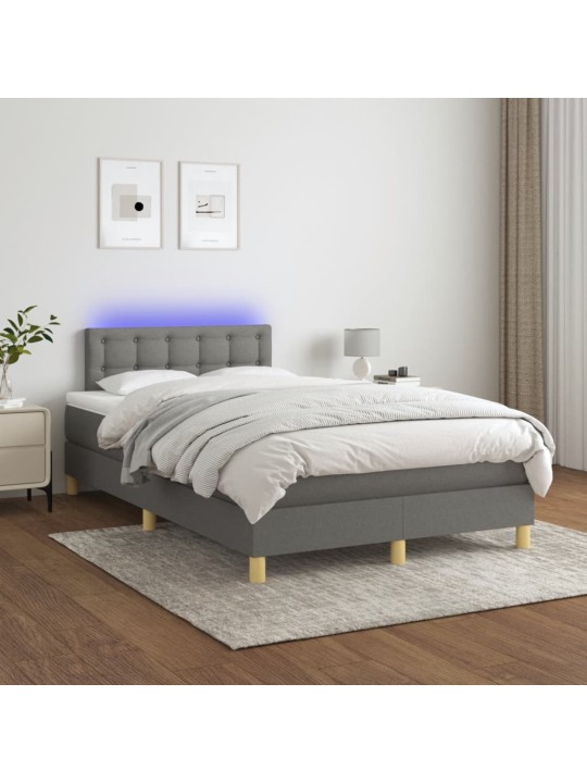 Box spring postel s matrací a LED tmavě šedá 120x190 cm textil
