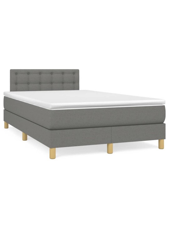 Box spring postel s matrací a LED tmavě šedá 120x190 cm textil