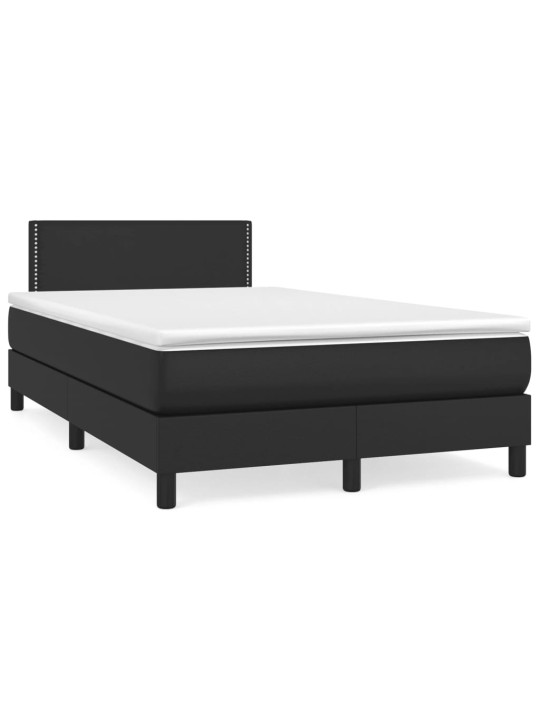 Box spring postel s matrací a LED černá 120 x 190 cm umělá kůže