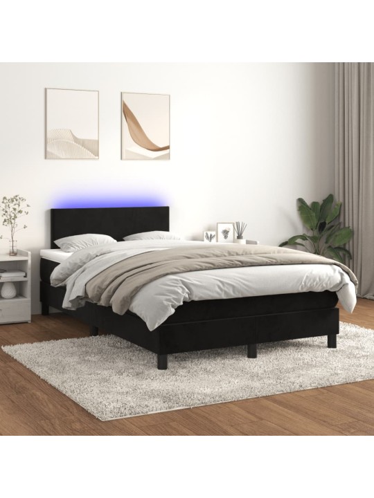 Box spring postel s matrací a LED černá 120 x 190 cm samet