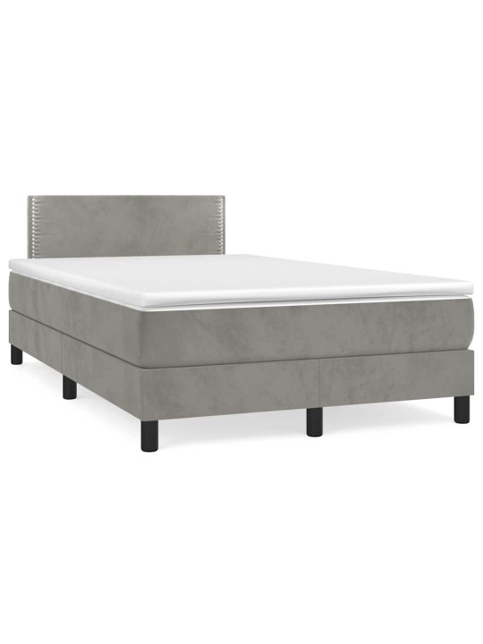Box spring postel s matrací a led světle šedá 120x190 cm samet